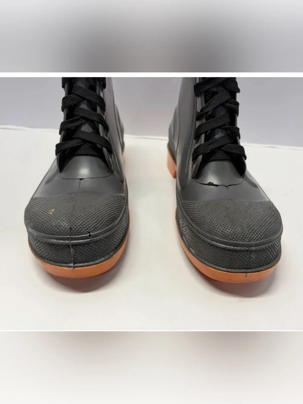 LaCrosse Vintage Rubber Steel Toe Work Safety Boots Orange Sole USA Size 7